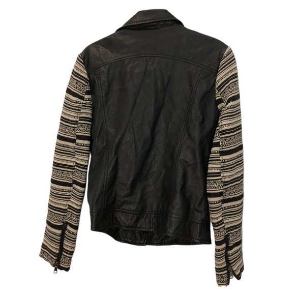 Ci Sono Cavaline black moto ethnic ikat print sleeves jacket M - Picture 2 of 4